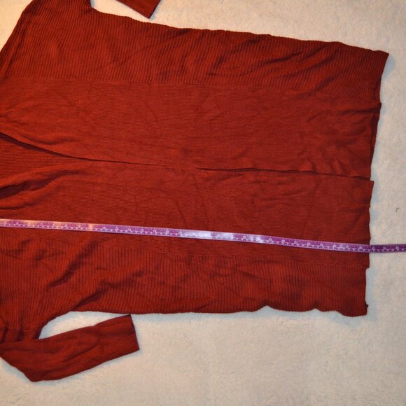 Zenana Outfitters rust red cardigan, longline open front knit sweater szM - Picture 10 of 14